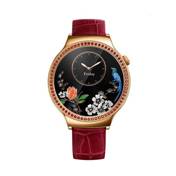 华为智能手表（HUAWEI WATCH）红色鳄鱼纹牛皮表带 女款 （施华洛世奇天然宝石