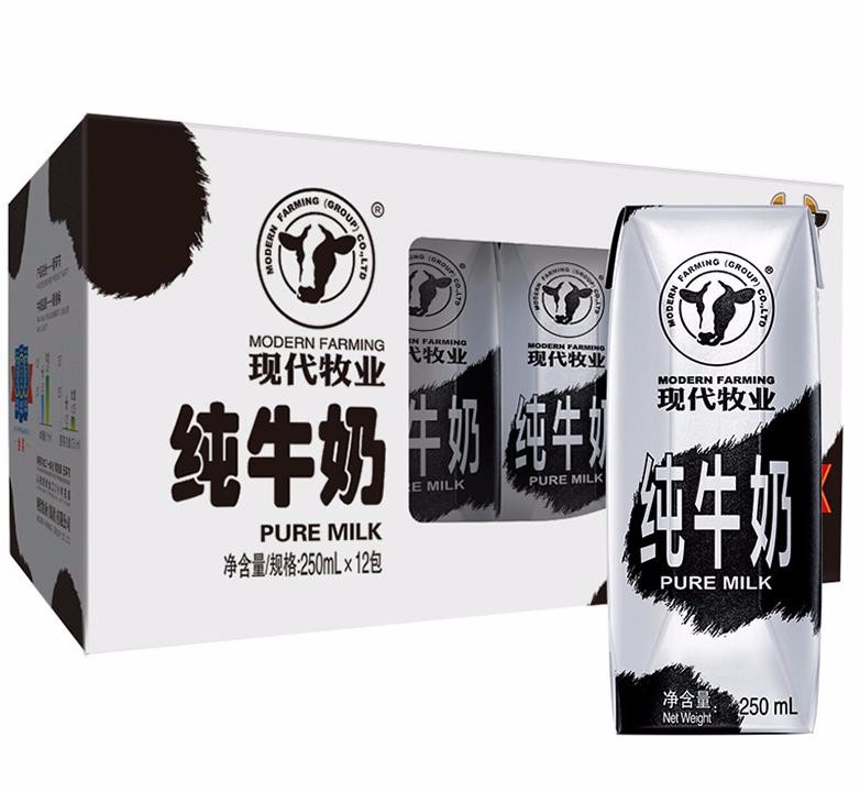 现代牧业礼盒装纯牛奶250ml*12包/提