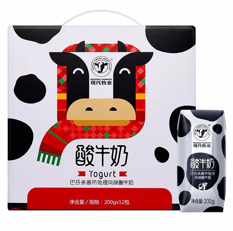 现代牧业常温酸奶礼盒装200g*12包/提