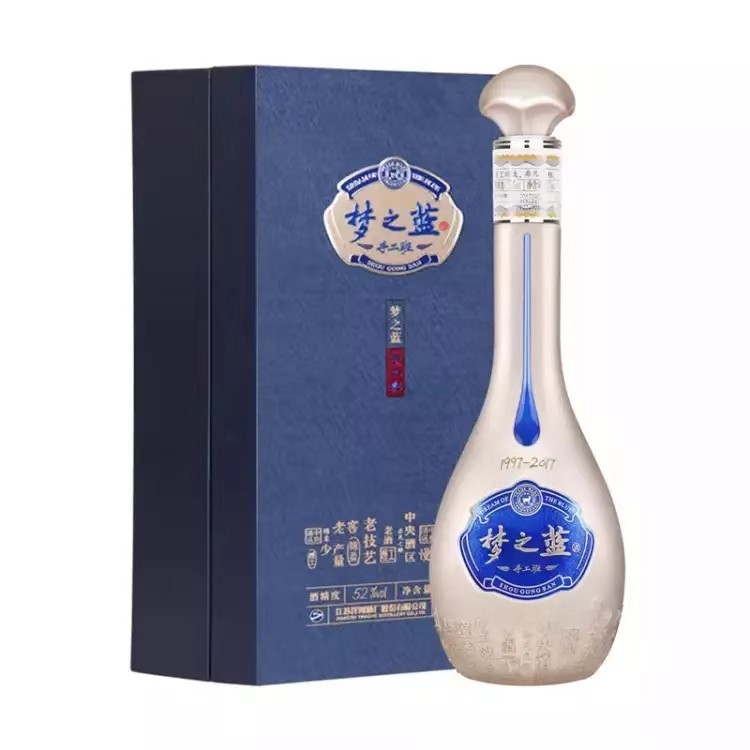 洋河蓝色经典 梦之蓝手工班 52度 单瓶装白酒500ML