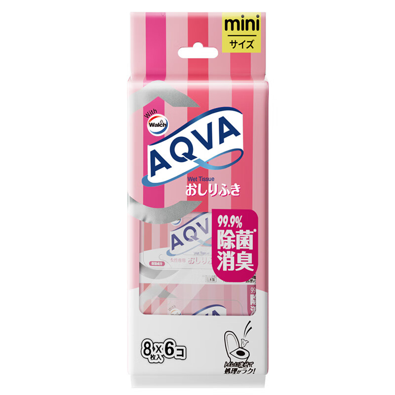 威露士AQVA冲水湿厕纸(女性专用)8片*6包