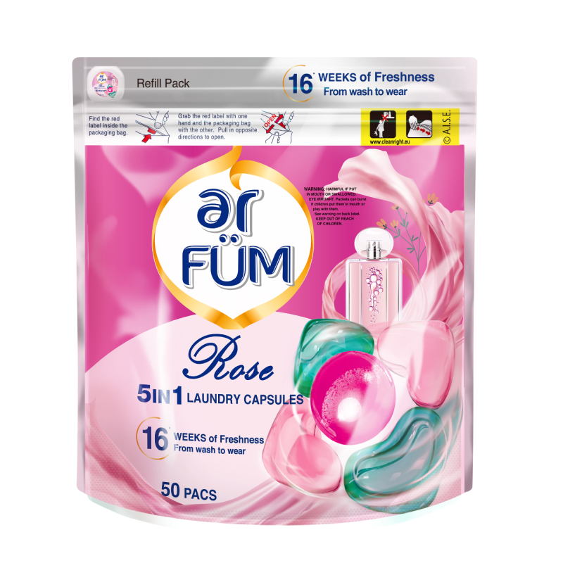 纺优美arfum 5合1 五色洗衣凝珠 （玫瑰心心珠）袋装12g*50粒