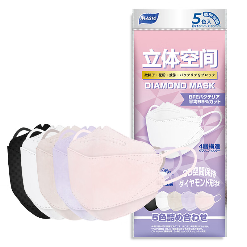 MASTO 日本KN95 钻石口罩 （5枚装彩色）